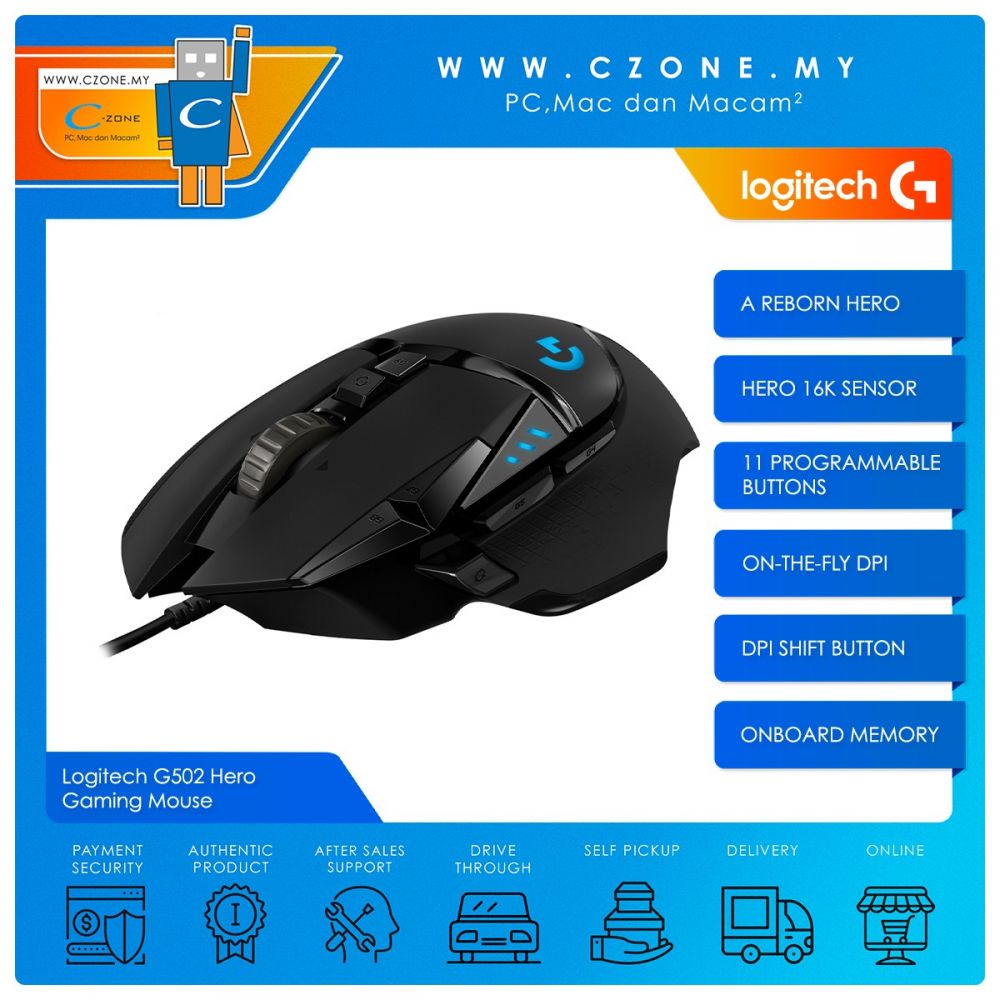 lava subterraneo Adolescente www.czone.my | PC, Mac dan Macam² | Proudly Malaysian Owned & Operated ! Logitech  G502 Hero Gaming Mouse - C-Zone Sdn Bhd