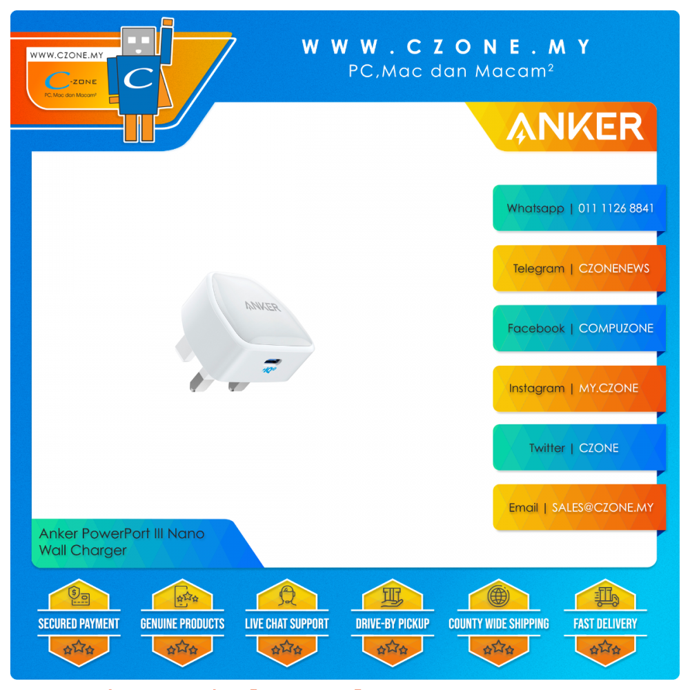 Anker PowerPort III Nano 20W USB-C Wall Charger - White