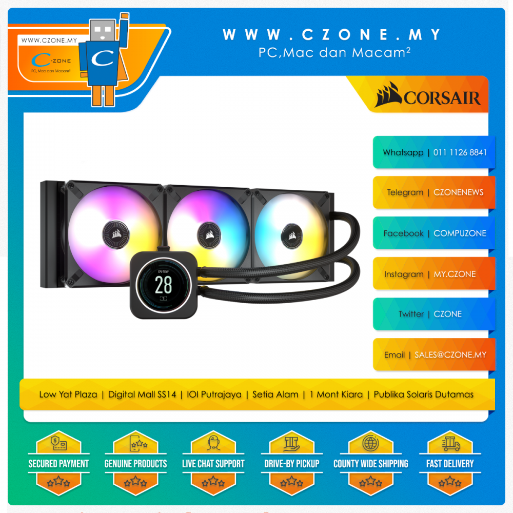 Corsair iCue H150i Elite LCD 360 AIO CPU Liquid Cooler (AMD, Intel, 3x  120mm Fan, ARGB)
