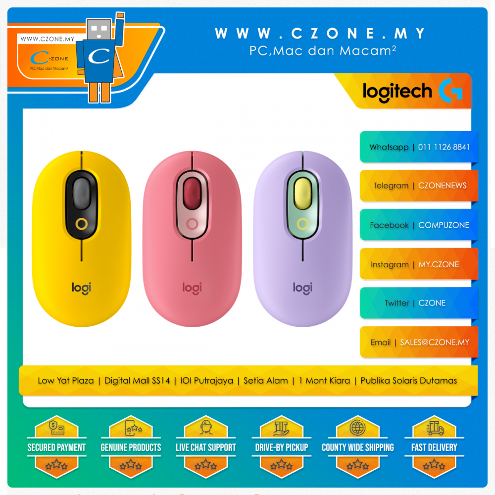 www.czone.my PC, Mac dan Macam² | Proudly Malaysian Owned & Operated ! Logitech Pop Mouse with Emoji Wireless Mouse - C-Zone Sdn Bhd