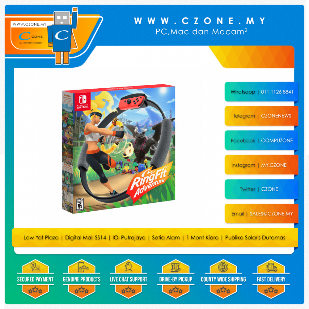 www.czone.my | PC, Mac dan Macam² | Proudly Malaysian Owned & Operated !  Ring Fit Adventure Set (With Ring- Con & Leg Strap) - Nintendo Switch Games  - C-Zone Sdn Bhd