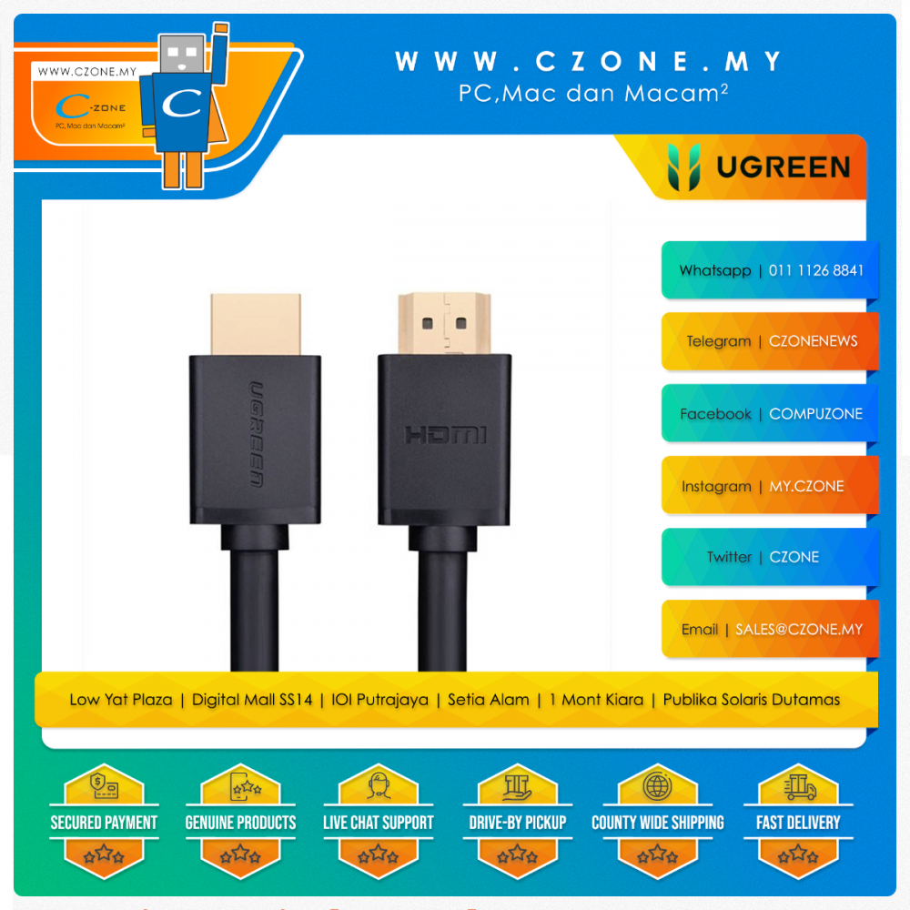 www.czone.my PC Mac dan Macam Proudly Malaysian Owned Operated UGREEN HD104 HDMI 2.1 8K Nylon Braided Cable C Zone Sdn Bhd