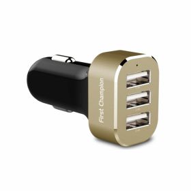 First Champion Car Charger (3x USB, 36 Watts, Gold)