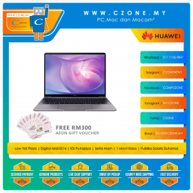 Huawei MateBook 13 53010QNQ Laptop - 13", i7-8565U, 8GB, 512GB SSD, MX150, FreeDOS (Space Grey)