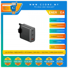 Energea - AmpCharge Gan100 100W Wall Charger - 2 USB-C, 1 USB-A