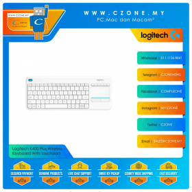 Logitech K400 Plus Wireless Keyboard With Touchpad (White)