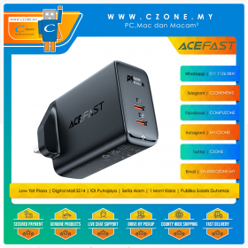 Acefast A32 PD50W GaN (USB-C+USB-C) Dual Port Charger (UK, Black)