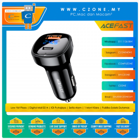 Acefast B4 66W (USB-C+USB-A) Dual-Port Car Charger with Digital Display