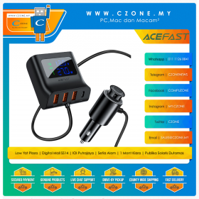 Acefast B8 90W (USB-C+3xUSB-A) Four-Port Car Charger with Digital Display HUB