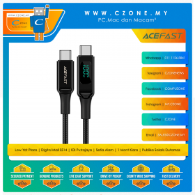 Acefast C6-03 100W Braided USB-C to USB-C Cable with Digital Display (2M, Black)