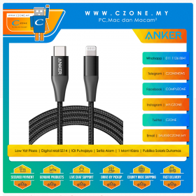 Anker A8653H11 PowerLine+ II Lightning to USB-C 2.0 Cable (1.8M, Black)