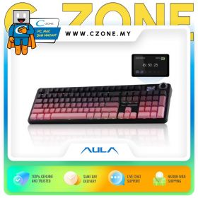 Aula F108Pro Gradient Pink Side Engrave Tri-Mode Mechanical Keyboard (Gray Wood, Black)