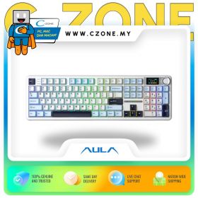 Aula F108Pro LBlu-Wht-BPur Tri-Mode Mechanical Keyboard (Reaper Switch, White)
