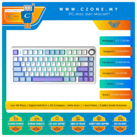 Aula F75 White Blue Purple Tri-Mode Mechanical Keyboard (Star Vector Switch, White)