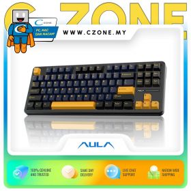 Aula F87 Thunder Black Tri-Mode Mechanical Keyboard (Gray Wood Switch V3, Black)-DNR