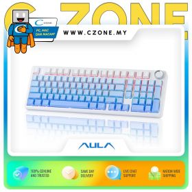 Aula F99Pro Gradient Blue Side Engrave Tri-Mode Mechanical Keyboard (Nimbus V3 Switch, White) - DNR