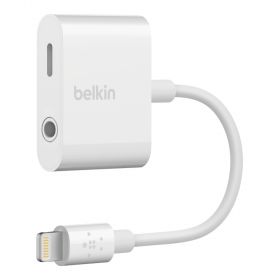 Belkin F8J212BT Rockstar Lightning to 3.5MM Audio + Charge Adapter (White)