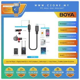 Boya BY-K1 3.5MM TRS to Lightning Microphone And Headphone Jack Adapter - 20CM
