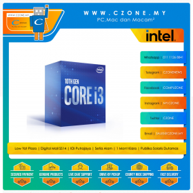 Intel Core i3-10100 Processor (3.6GHz, 4Cores, 8Threads, 6MB Cache, UHD Graphics, Socket 1200)