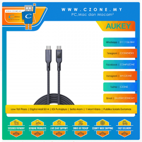 Aukey - Circlet Blink Nylon Braided 100W USB-C to USB-C Cable With LCD Display