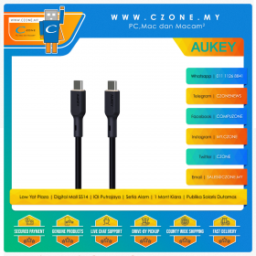 Aukey - Circlet Blink Silicone 240W USB-C to USB-C Cable - 1.8M - Black
