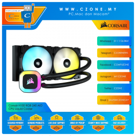 Corsair H100 RGB 240 AIO CPU Liquid Cooler (AMD, Intel, 2x 120mm Fan, ARGB)