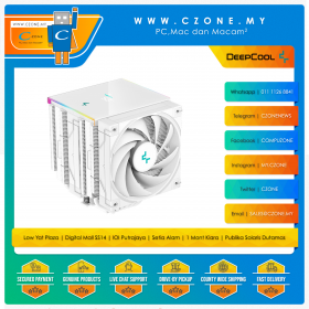 Deepcool AK620 Digital CPU Air Cooler With Status Display (AMD, Intel, 2x 120mm Fan, Non-LED, White)