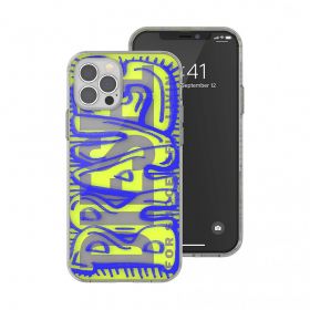 Diesel Graphic Snap Case Clear Aop Fw20 (iPhone 12 Pro Max, Blue/Neon Lime)