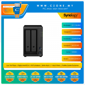 Synology DiskStation DS720+ NAS (2-bay, QC 2.0GHz, 2GB, GbE x2, Diskless)