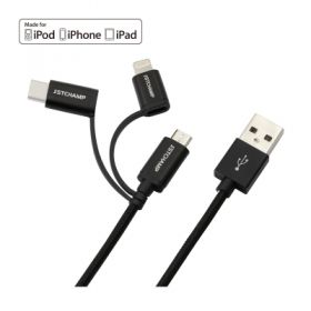 First Champion Lightning, USB-C, Micro USB, 3 in 1 Cable (1M)