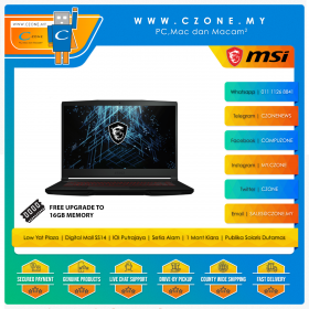 MSI GF63 Thin 11UC-885MY Gaming Laptop - 15.6", i7-11800H, 8GB, 512GB SSD, RTX3050, Win 11 (Black)