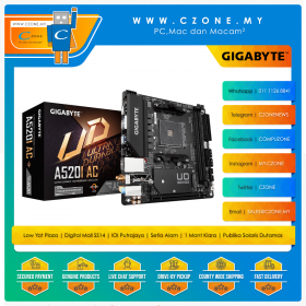 Gigabyte A520I AC Motherboard (Chipset A520, mini-ITX, WiFi+BT, Socket AM4)