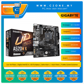 Gigabyte A520M K Motherboard (Chipset A520, mATX, Socket AM4)