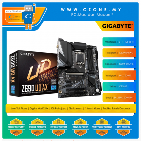 Gigabyte Z690 UD AX Motherboard DDR5 (Chipset Z690, WiFi+BT, ATX, Socket 1700)