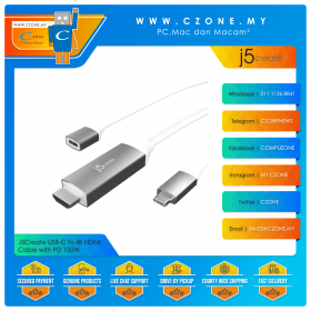 J5Create JCC155G USB-C to 4K HDMI Cable with PD 100W pass-through