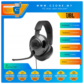 JBL Quantum 200 Over-Ear Wired Gaming Headset (Black)