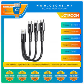 Joyroom S-01530G9 Lightning, USB-C, Micro USB, 3 in 1 Short Cable (15cm, 3.5A, Black)