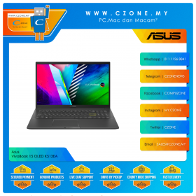Asus VivoBook 15 OLED K513EA L11109TS Laptop - 15.6", i3-1115G4, 4GB, 512GB SSD, UHD, Win 10, Office H&S (Indie Black)