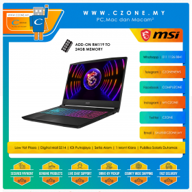 MSI Katana 15 B13VEK-046MY Gaming Laptop - 15.6", i7-13620H, 16GB DDR5, 1TB SSD, RTX4050, Win 11 (Black)