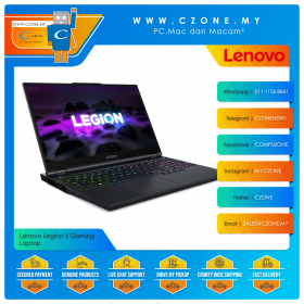 Lenovo Legion 5 82JU007AMJ Gaming Laptop - 15.6", R7-5800H, 3.2GHz, 16GB, 1TB SSD, RTX 3060, Win 10 (Stingray)