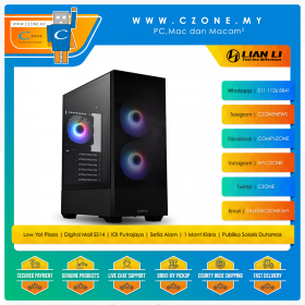 Lian Li Lancool 205 Mesh X Computer Case (ATX, TG, 2x 140mm ARGB, 1x 120mm ARGB, Black)