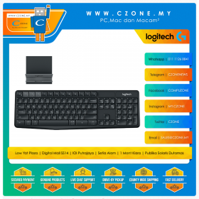 Logitech K375s Multi-Device Wireless Keyboard and Stand Combo (Black)