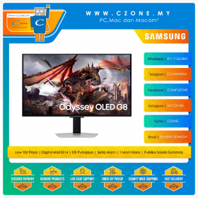 Samsung 32" Odyssey G8 G80SD 4K OLED Gaming Monitor (31.5", 3840x2160, OLED, 240Hz, 0.03ms, HDMIx2, DPx1, VESA)