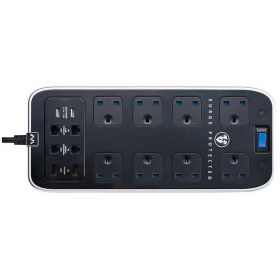 Masterplug SRPTU82PB2-MPA 8 Surge Protector (8x UK Sockets, 2x USB, 2x RJ45, 2M, Piano Black)