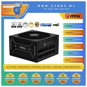 MSI MAG A850GLS PCIE5 850W Power Supply (850Watts, 80plus Gold)