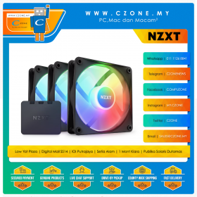 NZXT F120 RGB Core Case Fan (3x 120mm, 4-pin PWM, RGB, Controller, Black)