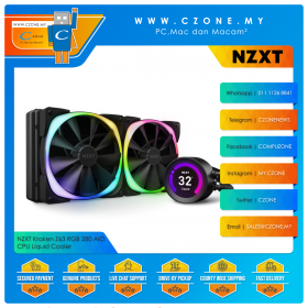 NZXT Kraken Z63 RGB 280 AIO CPU Liquid Cooler (AMD, Intel, 2x 140mm Fan, 2.36" Display, RGB, BLACK)
