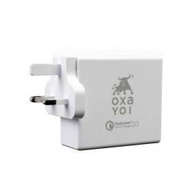 Oxayoi OX60WTC2PDWH Wall Charger (1x USB QC 3.0, 1x USB-C PD, 60 Watts, White)