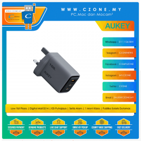 Aukey - Comet Mix 3 100W PD Wall Charger with GaN Technology - Grey