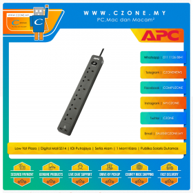 APC PME6U2B Surge Protector (6x UK Socket, 2x USB, 2M)